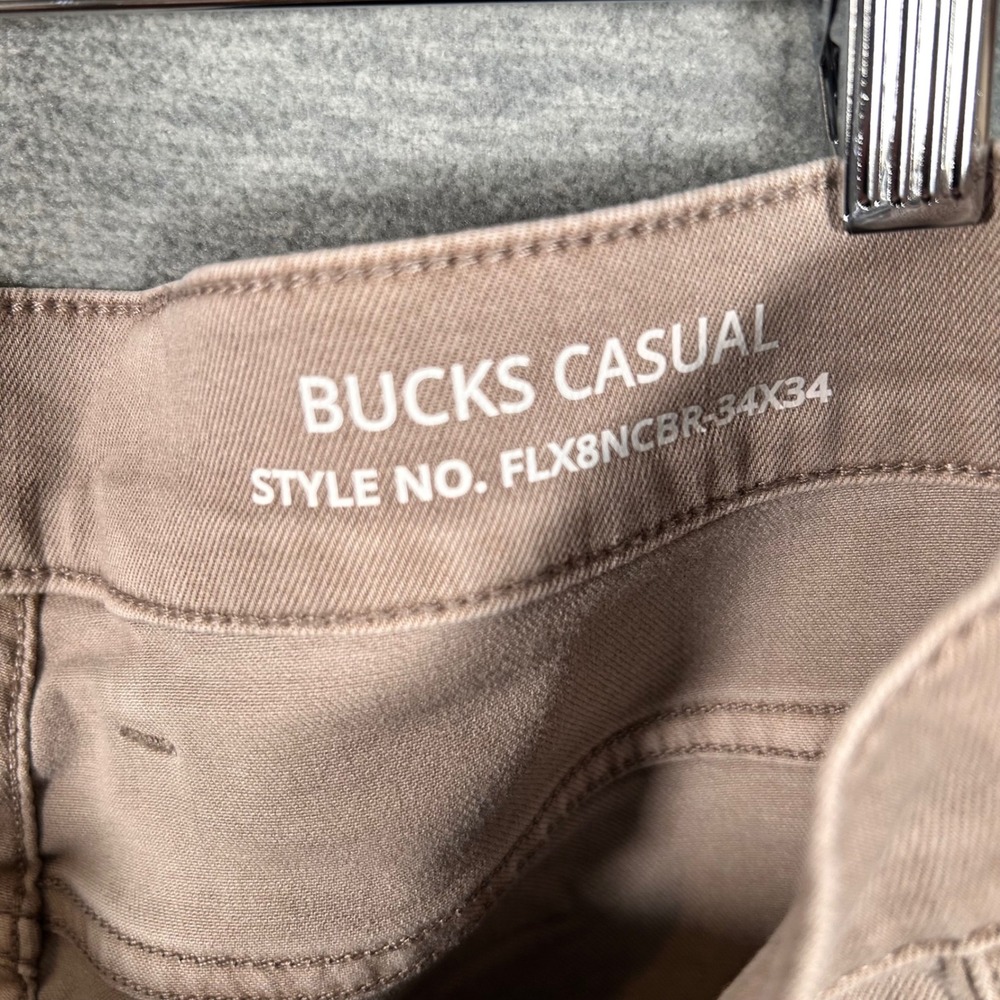 Mugsy Bucks Casual Jeans Men 34x33(Tag 34x34) Tan Straight Relaxed Stretch Kahki - Picture 4 of 7
